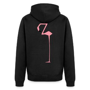 Flamingo square edged rectangular long gift - Unisex Premium Organic Zip Hoodie - black - Back - Nico (187cm)