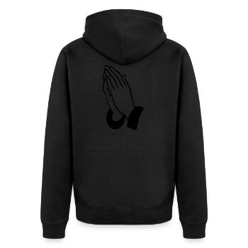 Mains en prière - Veste à capuche bio Premium Unisexe - noir - Dos - Nico (187cm)