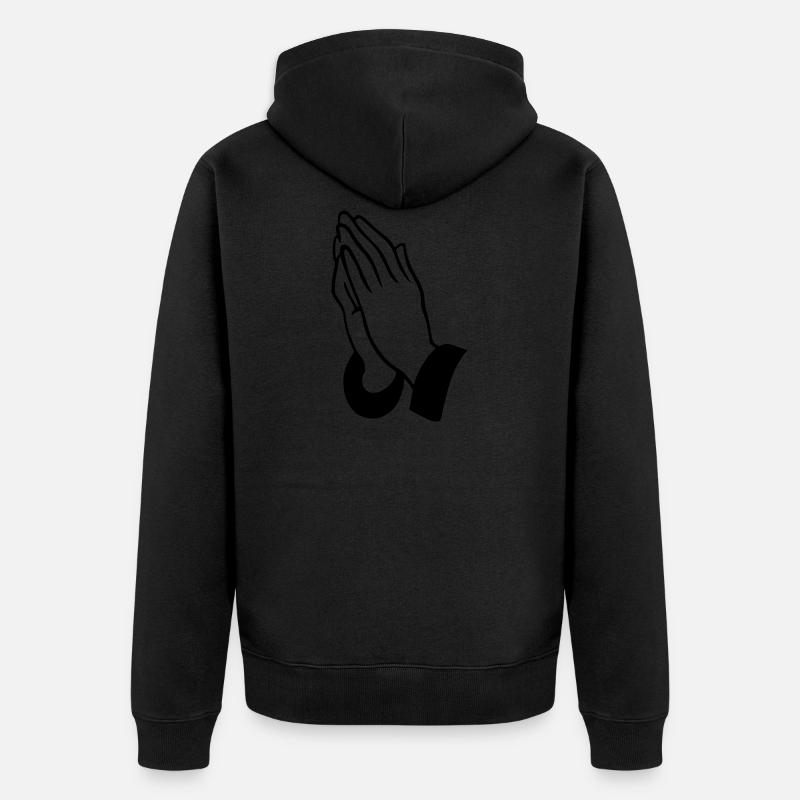 Mains en prière - Veste à capuche bio Premium Unisexe - noir