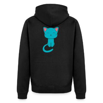 Cute Cat - Unisex Premium Bio Zip Hoodie - Schwarz - Hinten - Nico (187cm)