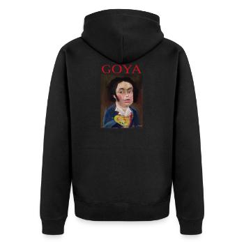 Goya - Unisex Premium Bio Zip Hoodie - Schwarz - Hinten - Nico (187cm)