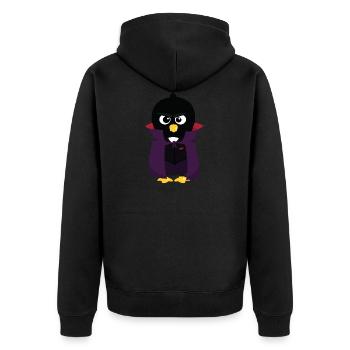 Pinguin-Vampire - Unisex Premium Bio Zip Hoodie - Schwarz - Hinten - Nico (187cm)