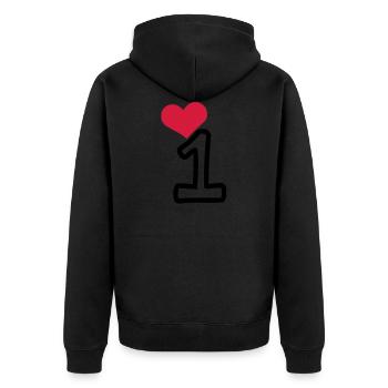 Number 1 & red heart - Unisex Premium Organic Zip Hoodie - black - Back - Nico (187cm)