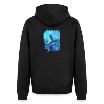 Schildkröte im Meer - Unisex Premium Bio Zip Hoodie - Schwarz - Hinten - Nico (187cm)