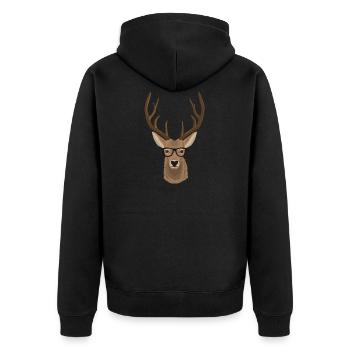 Hirsch Glasses - Unisex Premium Organic Zip Hoodie - black - Back - Nico (187cm)