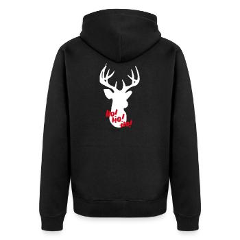Rentier - Unisex Premium Bio Zip Hoodie - Schwarz - Hinten - Nico (187cm)