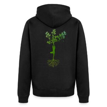 Vrksasana Yoga Pose D'arbre - Veste à capuche bio Premium Unisexe - noir - Dos - Nico (187cm)