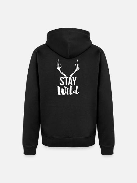Stay Wild - Unisex Premium Organic Zip Hoodie - black