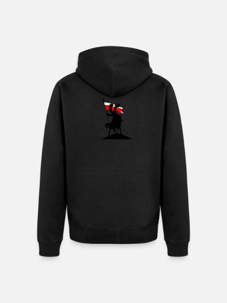 HUSARZ HUSAR HUZAR NA KONIU POLSKA FLAGA - Premium økologisk unisex-hættejakke - sort
