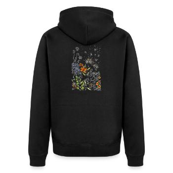 Bunte Blumen - Unisex Premium Bio Zip Hoodie - Schwarz - Hinten - Nico (187cm)