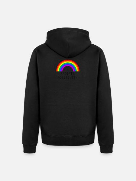Radiate Positivity, Regenbogen - Unisex Premium Bio Zip Hoodie - 