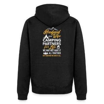camping - Unisex Premium Organic Zip Hoodie - black - Back - Nico (187cm)
