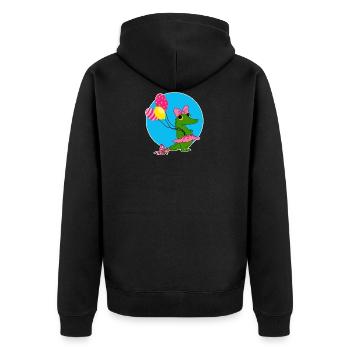 Krokodil mit Luftballons - Unisex Premium Bio Zip Hoodie - Schwarz - Hinten - Nico (187cm)