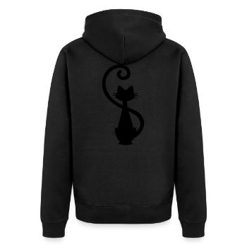 Cat - Chat - Cat - Silhouette - Unisex Premium Organic Zip Hoodie - black - Back - Nico (187cm)