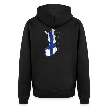 Drapeau de la Finlande sur la carte de la Finlande FI - Veste à capuche bio Premium Unisexe - noir - Dos - Nico (187cm)