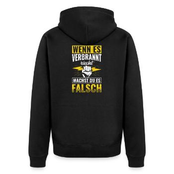 Strom Elektriker Elektrik - Unisex Premium Bio Zip Hoodie - Schwarz - Hinten - Nico (187cm)