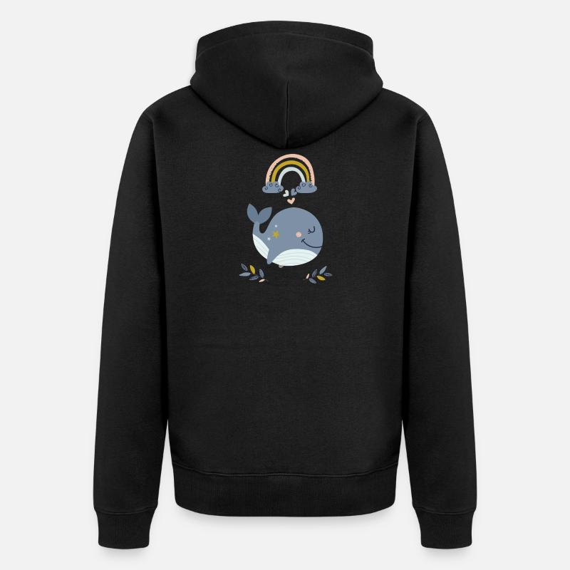 Regenbogenwal - Unisex Premium Bio Zip Hoodie - Schwarz