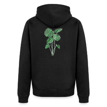 Monstera Plant Hobby Gardener Vintage Retro Plant - Unisex Premium Organic Zip Hoodie - black - Back - Nico (187cm)