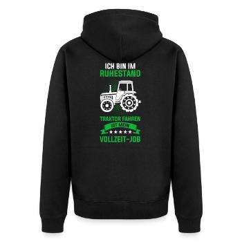 Traktor Rentner Ruhestand Trecker Landwirt Opa - Unisex Premium Bio Zip Hoodie - Schwarz - Hinten - Nico (187cm)