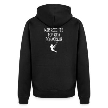 Mir reicht's, ich geh schaukeln! - Unisex Premium Bio Zip Hoodie - Schwarz - Hinten - Nico (187cm)