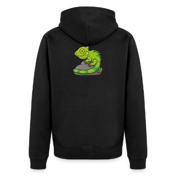 Petit iguane vert sur une pierre - Veste à capuche bio Premium Unisexe - noir - Dos - Nico (187cm)