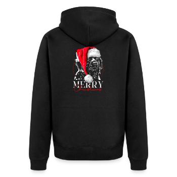 Santa LEONBERGER Merry Christmas Dogs Wilsigns - Unisex Premium Organic Zip Hoodie - black - Back - Nico (187cm)