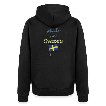 Fabriqué en Suède drapeau suédois - Veste à capuche bio Premium Unisexe - noir - Dos - Nico (187cm)