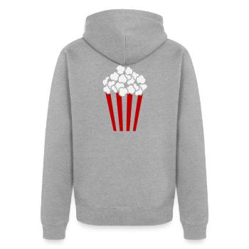 Popcorn Cube / Couleur personnalisable / 2c - Veste à capuche bio Premium Unisexe - gris chiné - Dos - Nico (187cm)