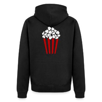 Popcorn Cube / Anpassbare Farbe / 2c - Unisex Premium Bio Zip Hoodie - Schwarz - Hinten - Nico (187cm)