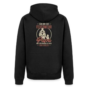 Feuerwehr Papa Wie Ein Normaler Papa Nur Cooler - Unisex Premium Bio Zip Hoodie - Schwarz - Hinten - Nico (187cm)
