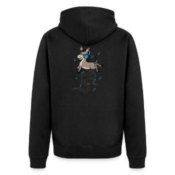 Donkeys and Music Notes Clef Musician Piano - Unisex Premium Organic Zip Hoodie - black - Back - Nico (187cm)