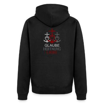 Glaube Hoffnung Liebe - Unisex Premium Bio Zip Hoodie - Schwarz - Hinten - Nico (187cm)