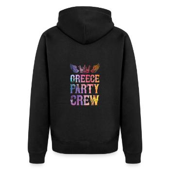 Greece Party Crew Spruch - Unisex Premium Bio Zip Hoodie - Schwarz - Hinten - Nico (187cm)
