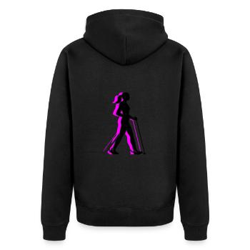 Marche Nordique Femme Icône - Veste à capuche bio Premium Unisexe - noir - Dos - Nico (187cm)