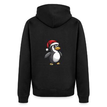 Pinguin Weihnachten - Unisex Premium Bio Zip Hoodie - Schwarz - Hinten - Nico (187cm)