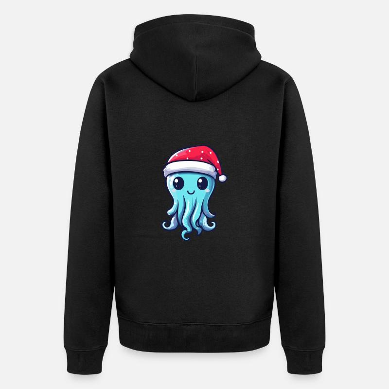 Méduse Noël mignon - Veste à capuche bio Premium Unisexe - noir