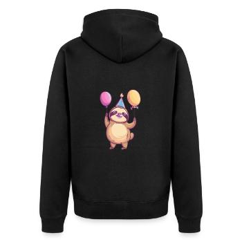 Faultier Geburtstag Baby - Unisex Premium Bio Zip Hoodie - Schwarz - Hinten - Nico (187cm)