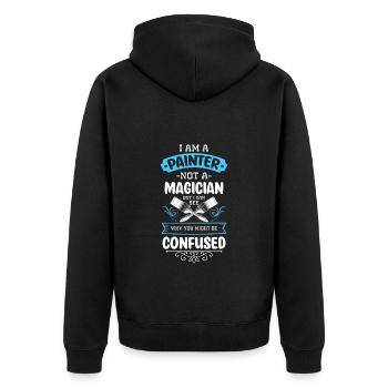 Maler Arbeit Renovieren Malermeister - Unisex Premium Bio Zip Hoodie - Schwarz - Hinten - Nico (187cm)