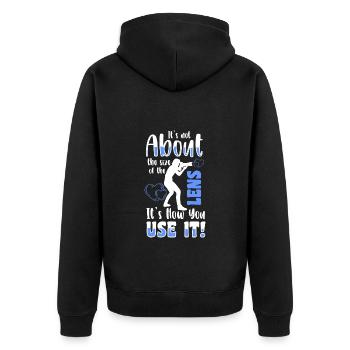 Photography Photo Image Motif - Unisex Premium Organic Zip Hoodie - black - Back - Nico (187cm)