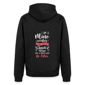 Kohle Schaufel Spitzhacke Schacht - Unisex Premium Bio Zip Hoodie - Schwarz - Hinten - Nico (187cm)