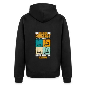 Rollerfahrer Elektrisch E-Roller Hybrid - Unisex Premium Bio Zip Hoodie - Schwarz - Hinten - Nico (187cm)