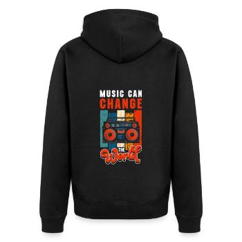 Music Headphones Love Bass - Unisex Premium Organic Zip Hoodie - black - Back - Nico (187cm)