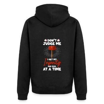 Post Briefzusteller Paketzusteller Postboten - Unisex Premium Bio Zip Hoodie - Schwarz - Hinten - Nico (187cm)