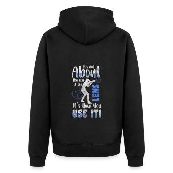 Camera Heartbeat - Unisex Premium Organic Zip Hoodie - black - Back - Nico (187cm)