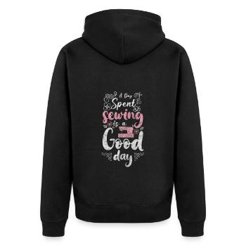 Vêtements à l’aiguille au Crochet à la main - Veste à capuche bio Premium Unisexe - noir - Dos - Nico (187cm)