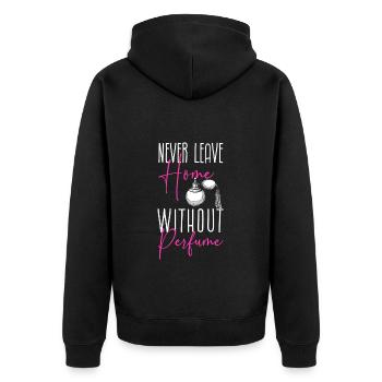 Duft Flakon Duftspray Sammler - Unisex Premium Bio Zip Hoodie - Schwarz - Hinten - Nico (187cm)