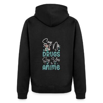 Anime Comic Senpai Waifu - Unisex Premium Organic Zip Hoodie - black - Back - Nico (187cm)