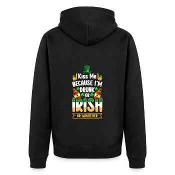 Irish Pub Shamrock Reise Urlaub - Unisex Premium Bio Zip Hoodie - Schwarz - Hinten - Nico (187cm)