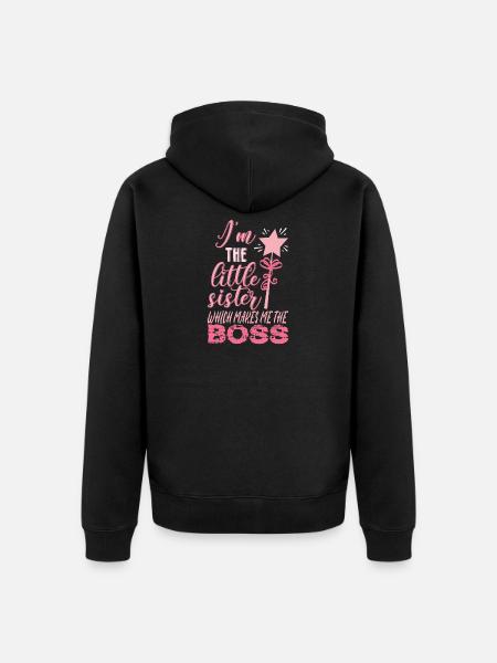 Je suis la petite sœur qui fait de moi le patron - Veste à capuche bio Premium Unisexe - noir