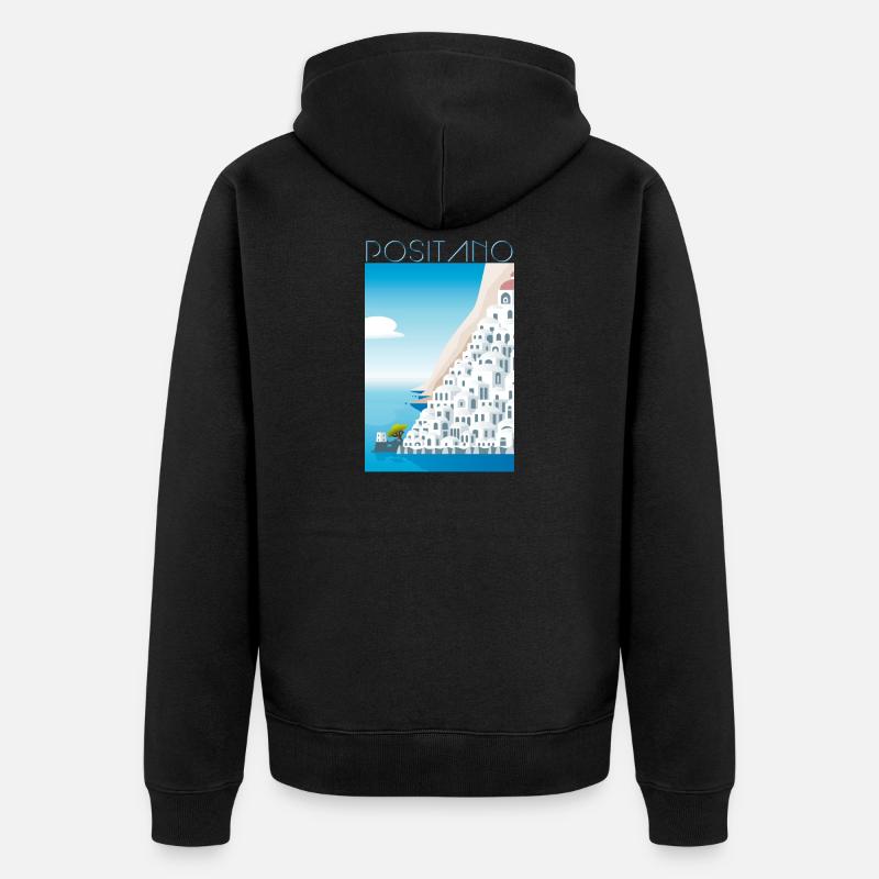 Positano CostaMaisons Blanches Blu - Veste à capuche bio Premium Unisexe - noir